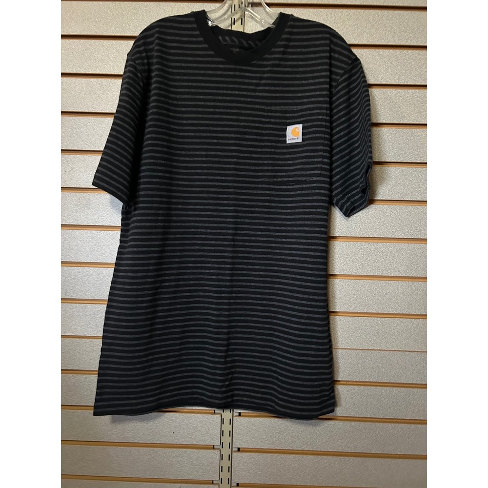 Carhartt Mens Original Fit Striped Pocket T-Shirt Black Grey K87 007 Size Medium